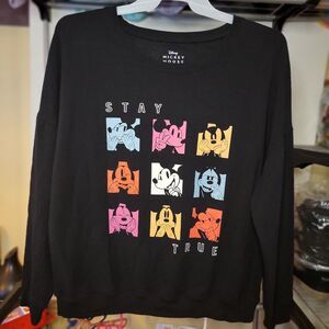 Disney Mickey Mouse Crew Neck Sweatshirt Mickey Faces Black - Size XL